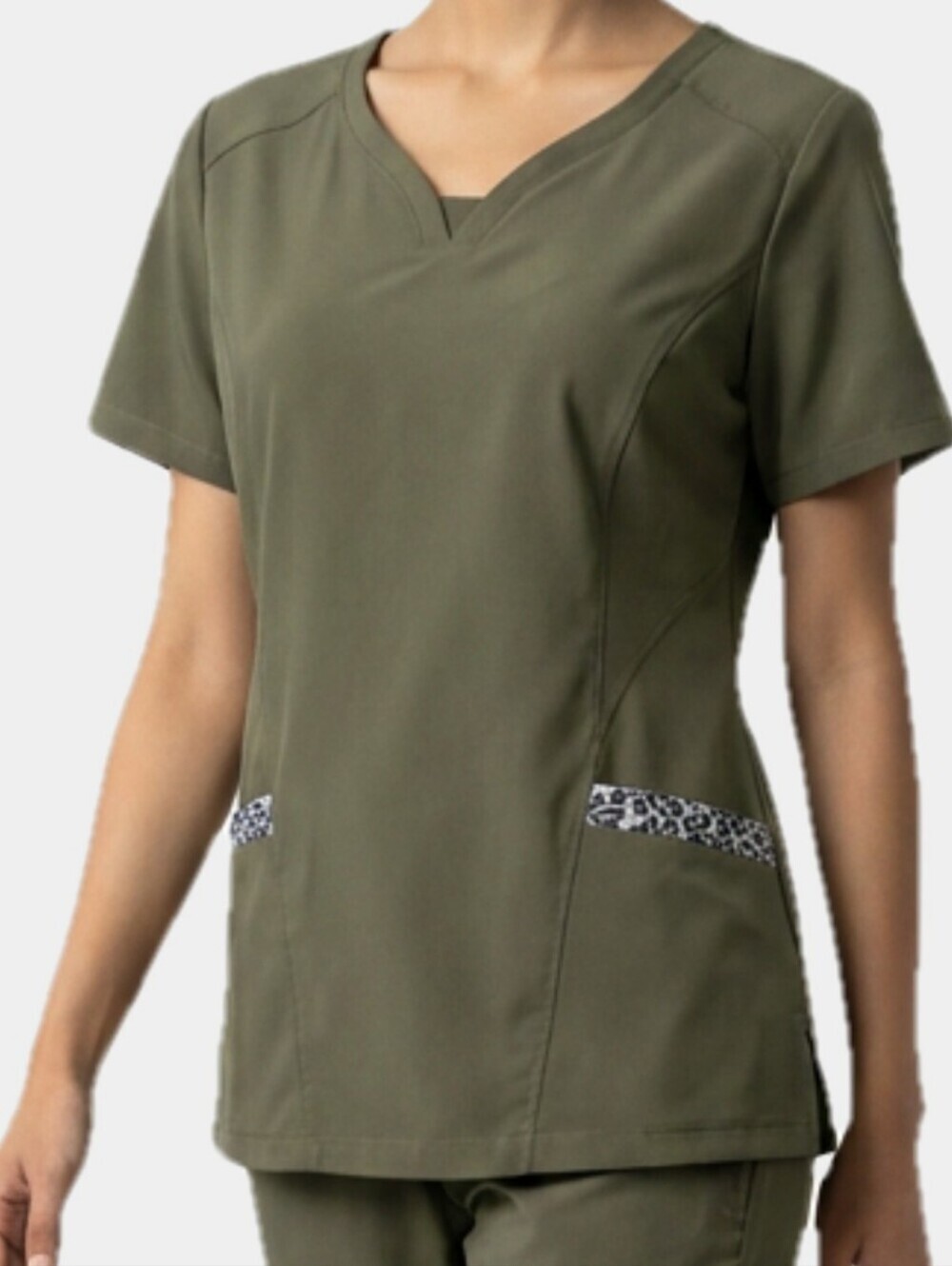 Grey's Anatomy By Barco V-Neck Short Sleeve Scrub Top With Animal Print Size XL